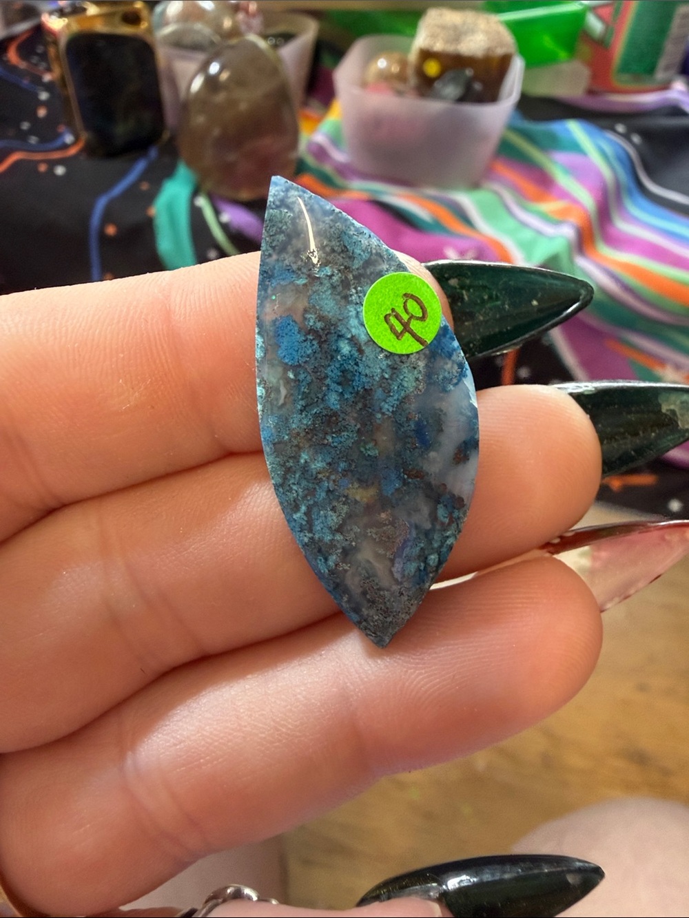 Blue Marquise Gemstone Pendant - cabochon-handcrafted
